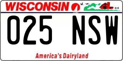 WI license plate 025NSW