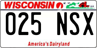 WI license plate 025NSX