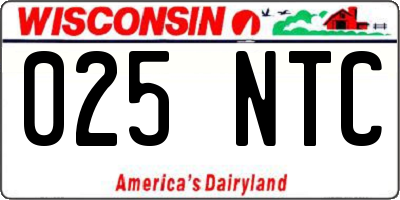 WI license plate 025NTC