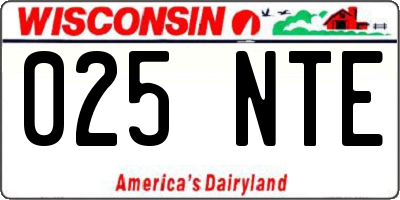 WI license plate 025NTE