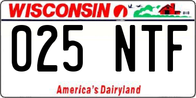WI license plate 025NTF