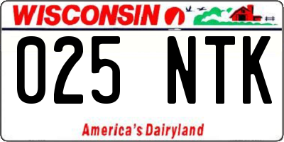 WI license plate 025NTK