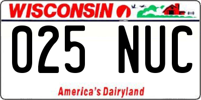 WI license plate 025NUC