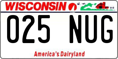 WI license plate 025NUG