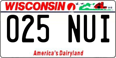 WI license plate 025NUI