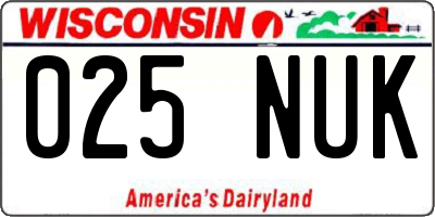 WI license plate 025NUK