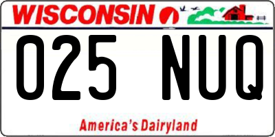 WI license plate 025NUQ