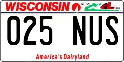 WI license plate 025NUS