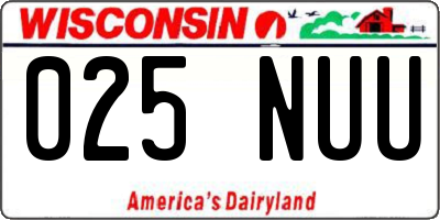 WI license plate 025NUU