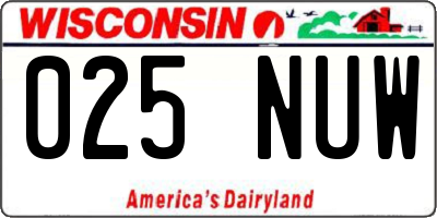 WI license plate 025NUW