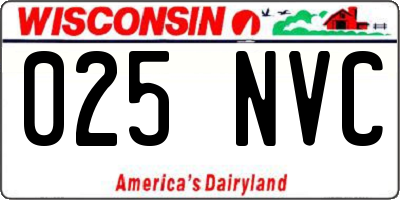 WI license plate 025NVC