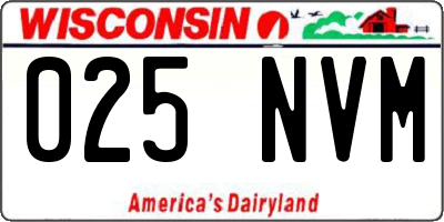 WI license plate 025NVM