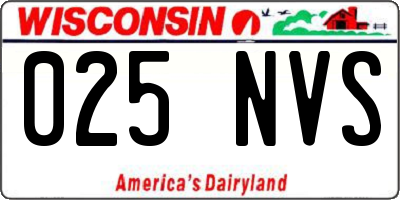 WI license plate 025NVS
