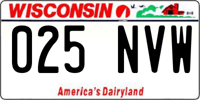 WI license plate 025NVW