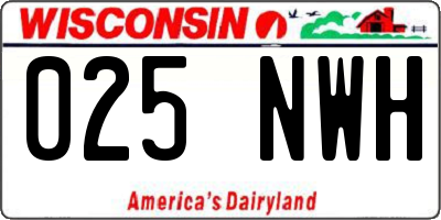 WI license plate 025NWH