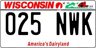 WI license plate 025NWK