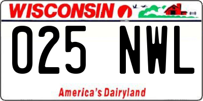 WI license plate 025NWL