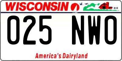 WI license plate 025NWO