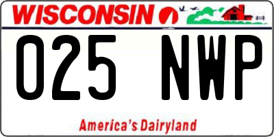 WI license plate 025NWP