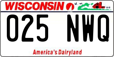 WI license plate 025NWQ