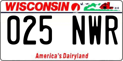 WI license plate 025NWR
