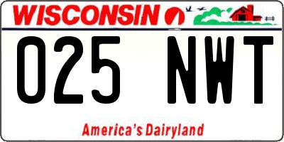 WI license plate 025NWT