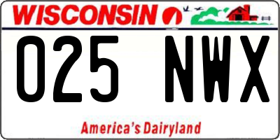 WI license plate 025NWX