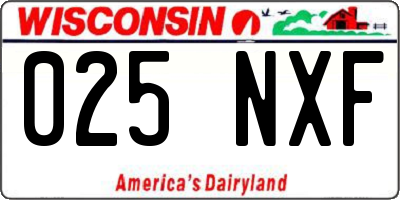 WI license plate 025NXF
