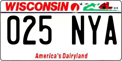 WI license plate 025NYA