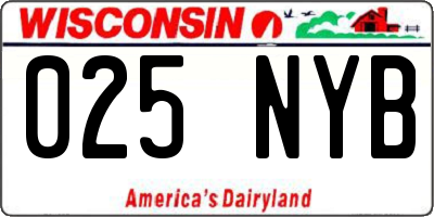 WI license plate 025NYB