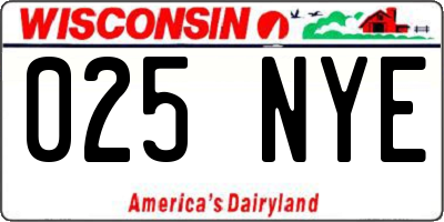 WI license plate 025NYE