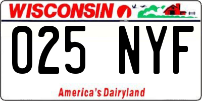 WI license plate 025NYF