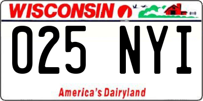 WI license plate 025NYI