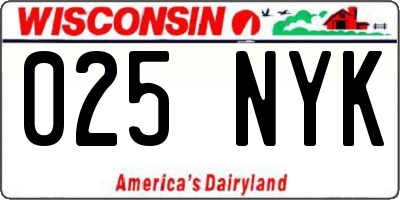 WI license plate 025NYK