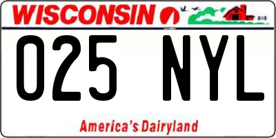 WI license plate 025NYL