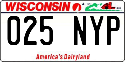 WI license plate 025NYP