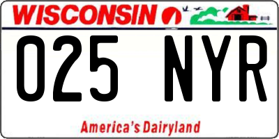 WI license plate 025NYR