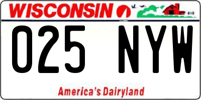 WI license plate 025NYW