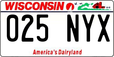 WI license plate 025NYX