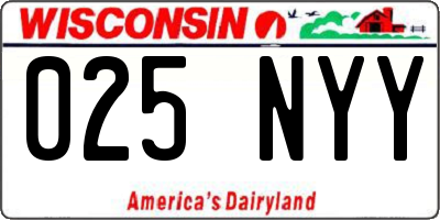 WI license plate 025NYY