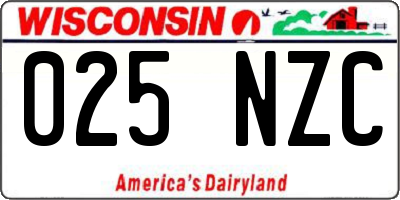 WI license plate 025NZC