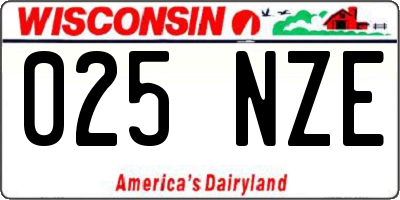 WI license plate 025NZE