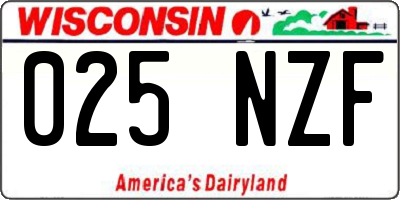WI license plate 025NZF
