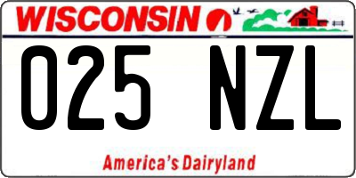 WI license plate 025NZL