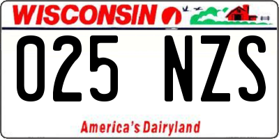 WI license plate 025NZS