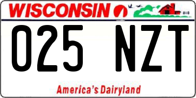WI license plate 025NZT