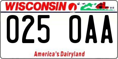 WI license plate 025OAA
