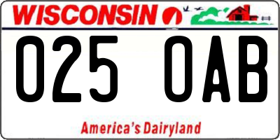 WI license plate 025OAB