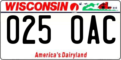 WI license plate 025OAC
