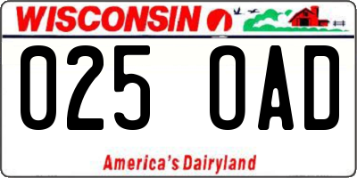 WI license plate 025OAD